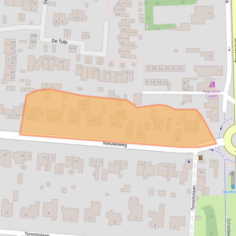 Kaart van postcodegebied 4631TE.