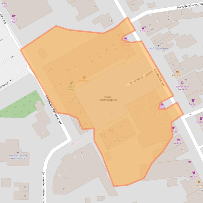 Kaart van postcodegebied 4631VX.