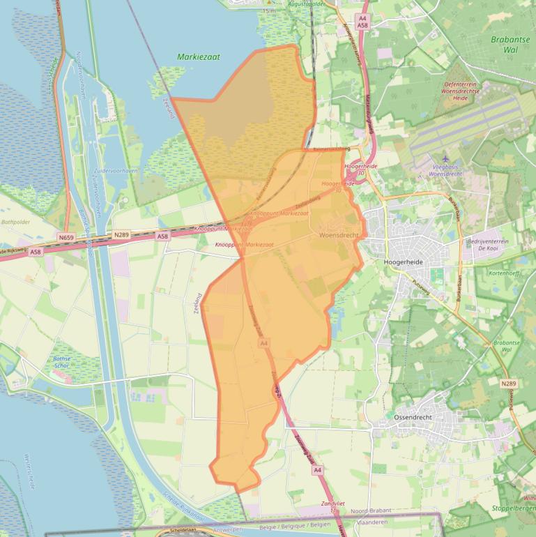 Kaart van postcodegebied 4634.