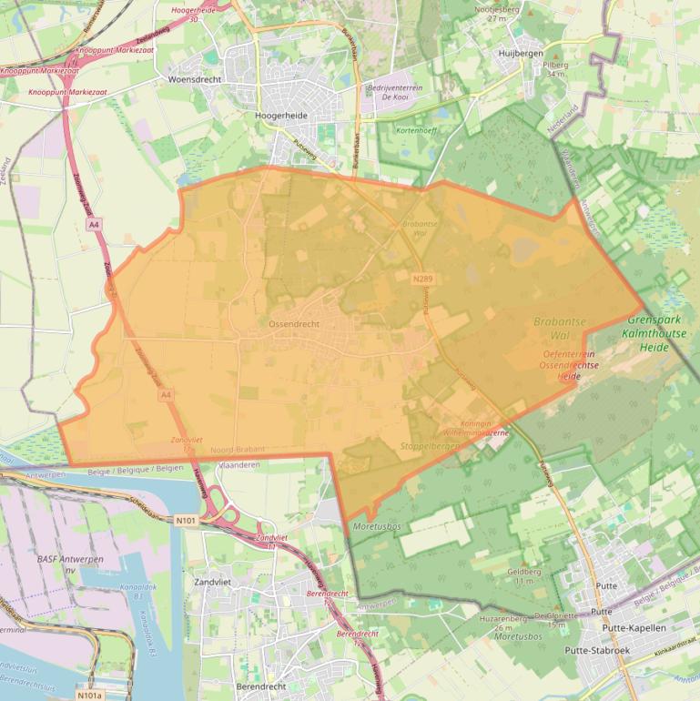 Kaart van postcodegebied 4641.