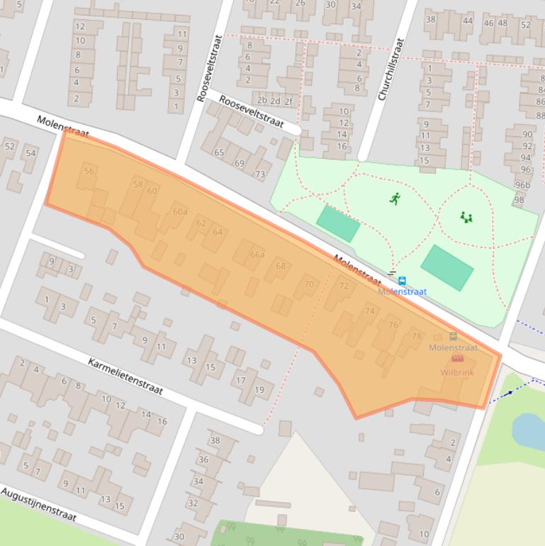 Kaart van postcodegebied 4641BE.