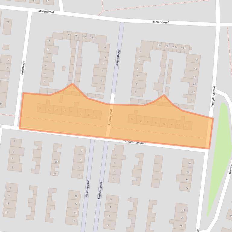 Kaart van postcodegebied 4641BZ.