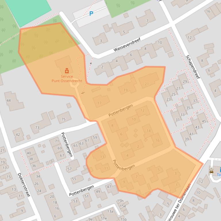 Kaart van postcodegebied 4641HK.