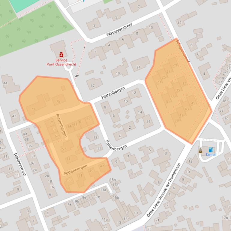 Kaart van postcodegebied 4641HL.