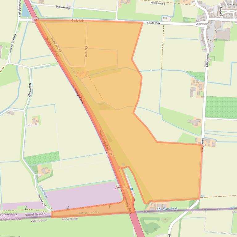 Kaart van postcodegebied 4641PC.