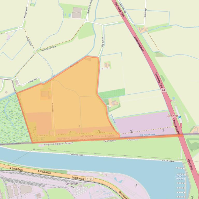 Kaart van postcodegebied 4641PJ.