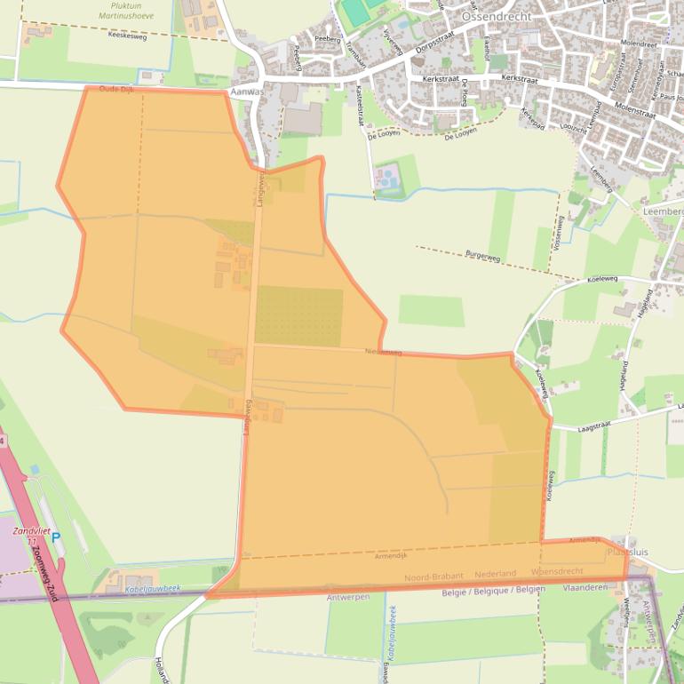 Kaart van postcodegebied 4641RA.