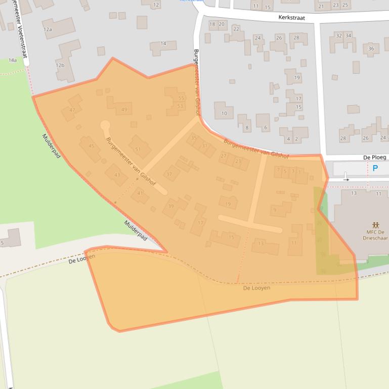 Kaart van postcodegebied 4641TK.