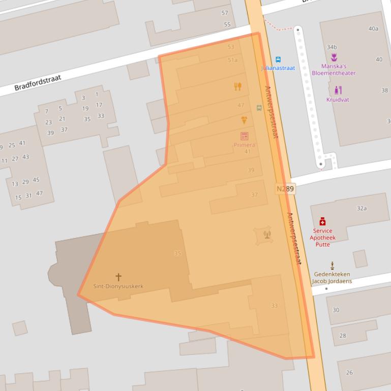 Kaart van postcodegebied 4645BB.