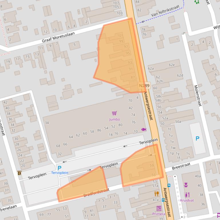 Kaart van postcodegebied 4645BC.