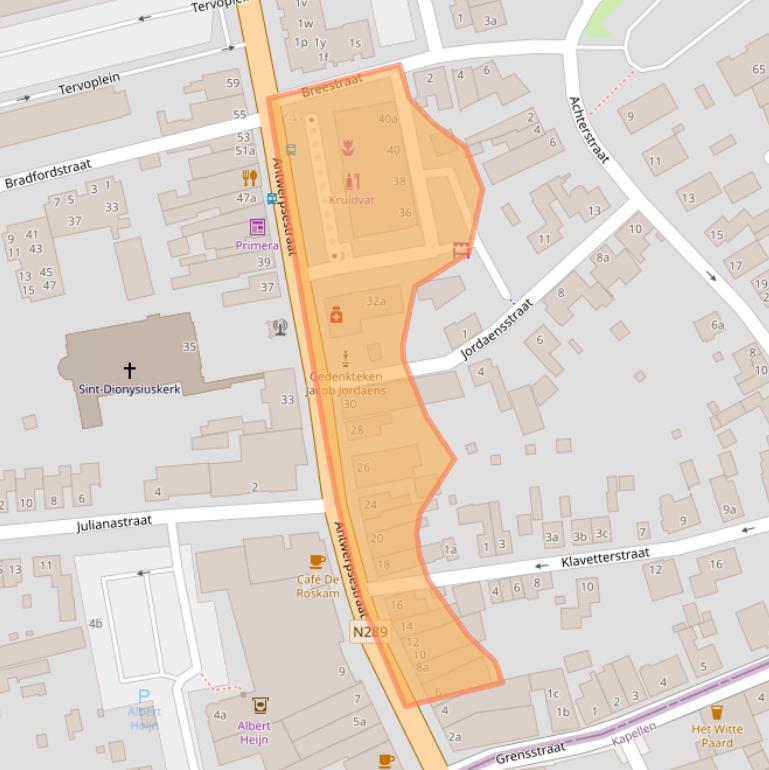 Kaart van postcodegebied 4645BJ.