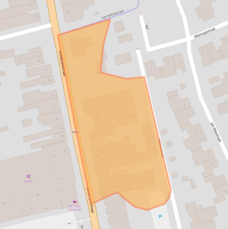 Kaart van postcodegebied 4645BK.