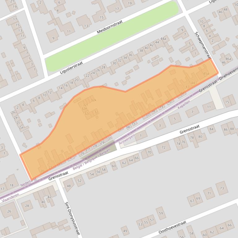 Kaart van postcodegebied 4645BT.