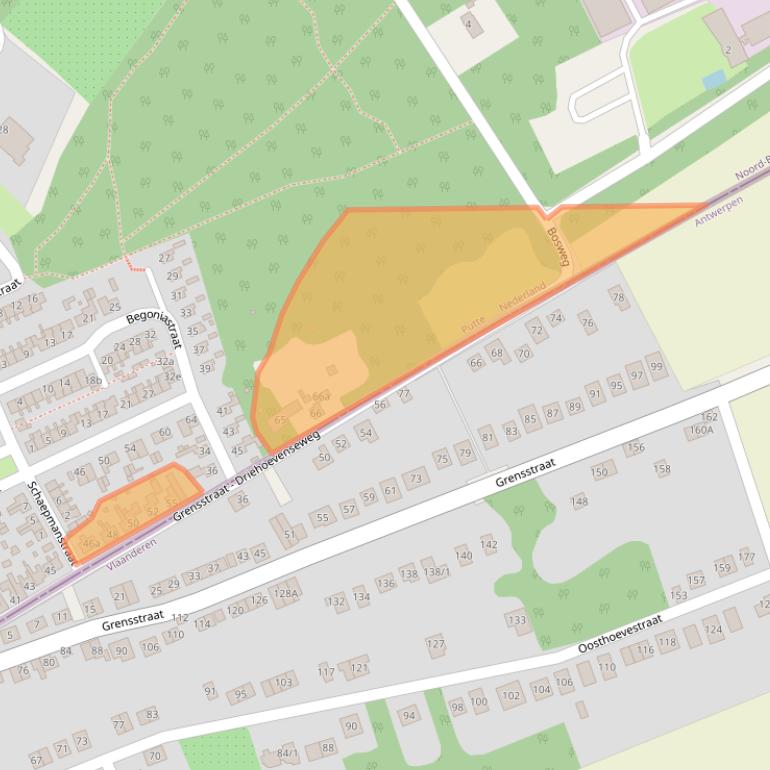 Kaart van postcodegebied 4645BV.