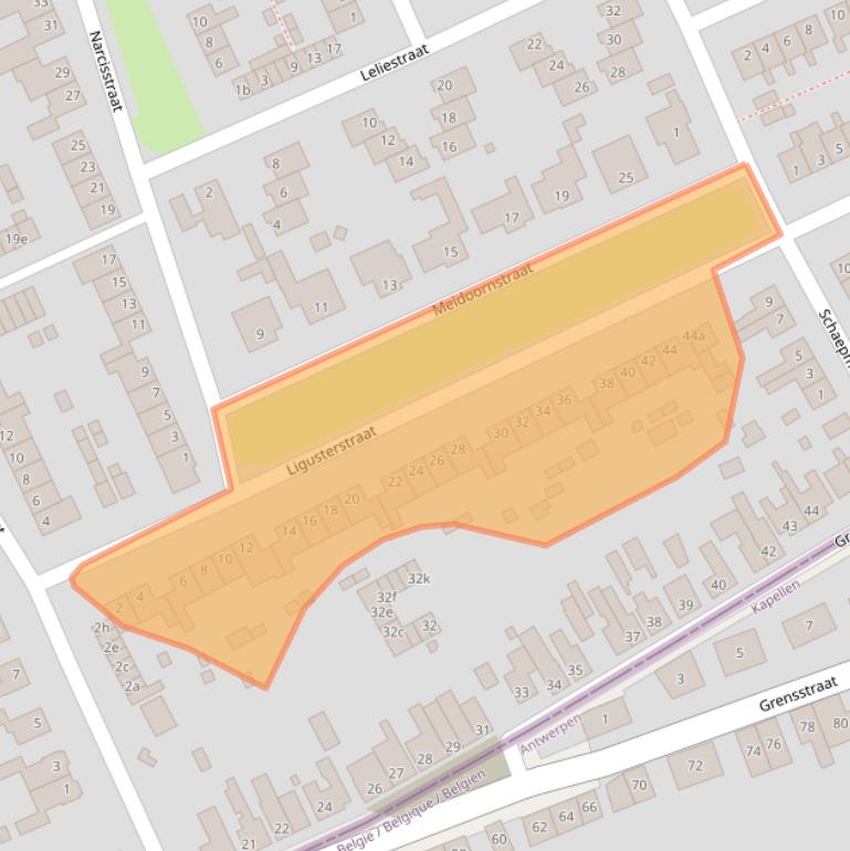 Kaart van postcodegebied 4645BX.