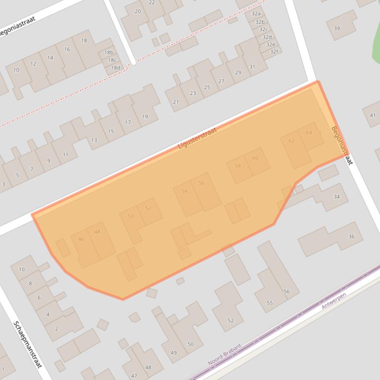 Kaart van postcodegebied 4645BZ.
