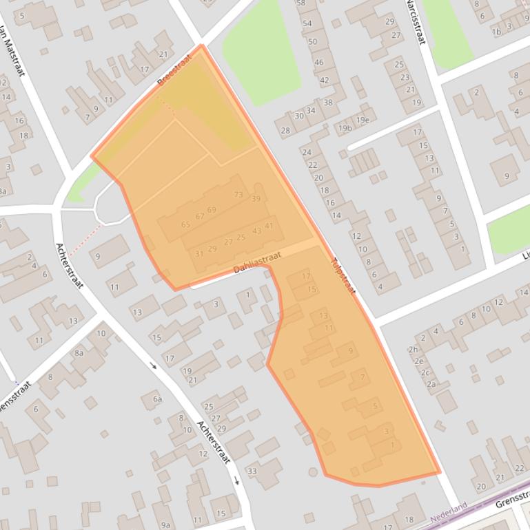 Kaart van postcodegebied 4645CS.