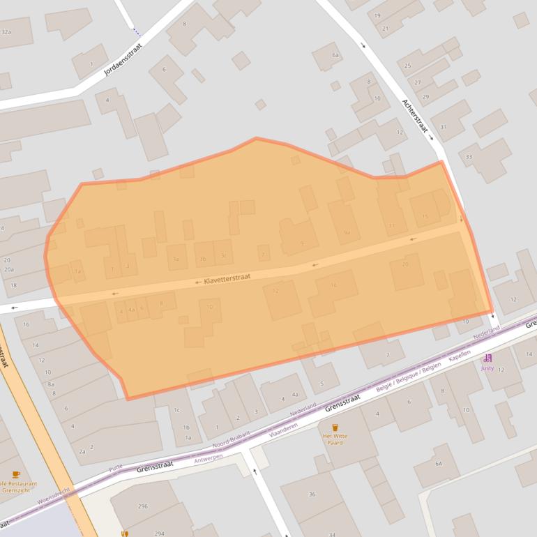 Kaart van postcodegebied 4645EA.