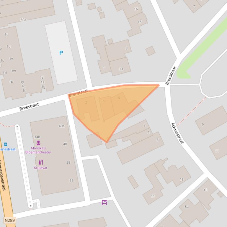 Kaart van postcodegebied 4645ED.