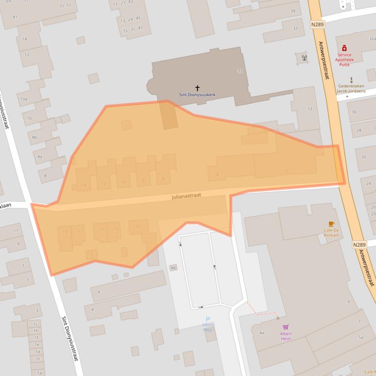 Kaart van postcodegebied 4645HC.