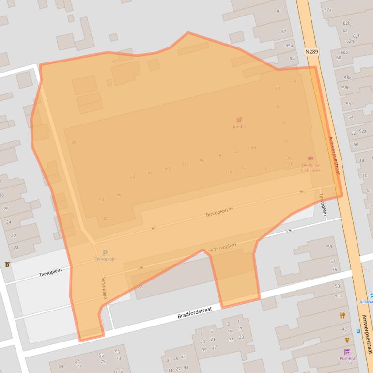 Kaart van postcodegebied 4645HR.
