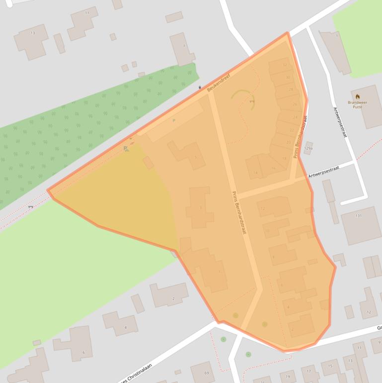 Kaart van postcodegebied 4645HT.