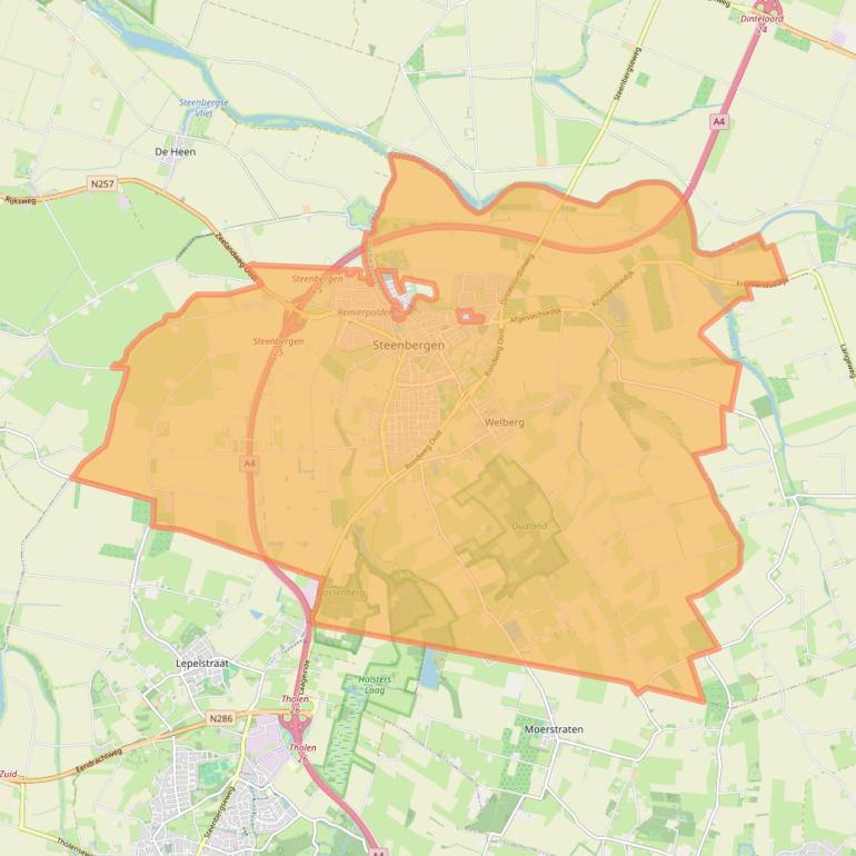 Kaart van postcodegebied 4651.