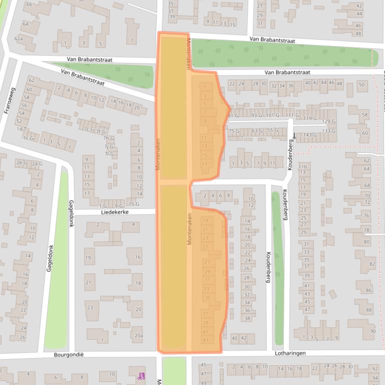 Kaart van postcodegebied 4651JJ.