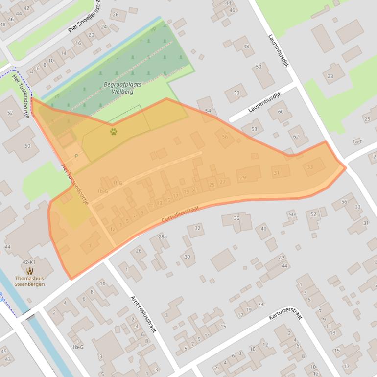 Kaart van postcodegebied 4651XN.