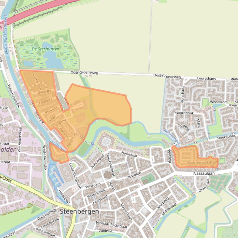 Kaart van postcodegebied 4652.