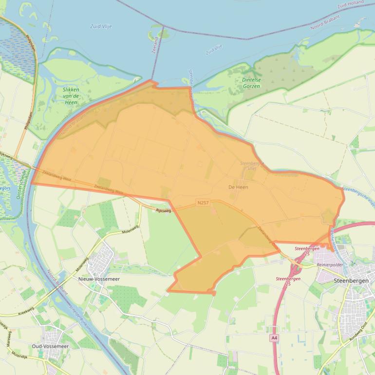 Kaart van postcodegebied 4655.