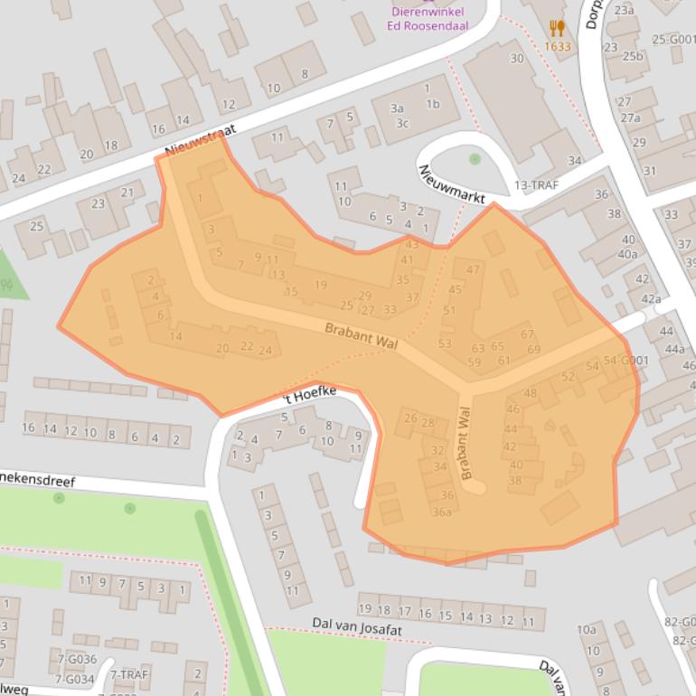 Kaart van postcodegebied 4661DW.