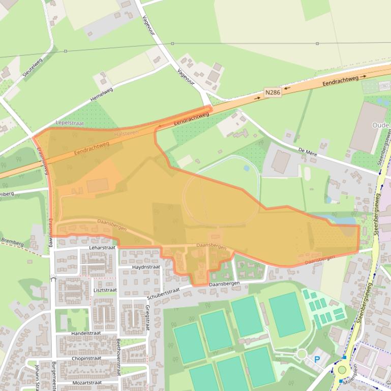 Kaart van postcodegebied 4661RE.