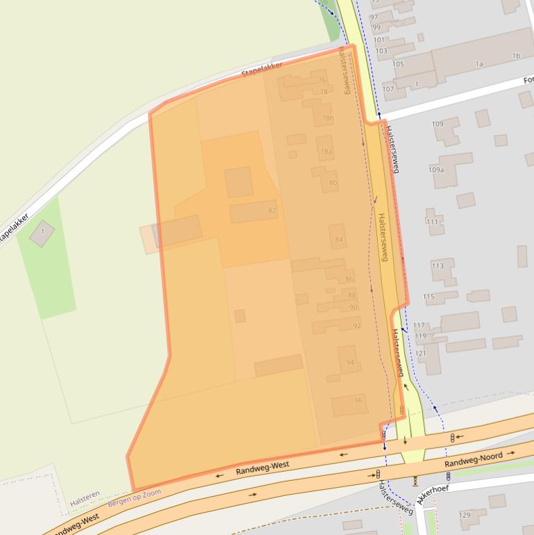 Kaart van postcodegebied 4661RN.