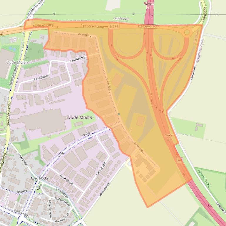 Kaart van postcodegebied 4661TZ.