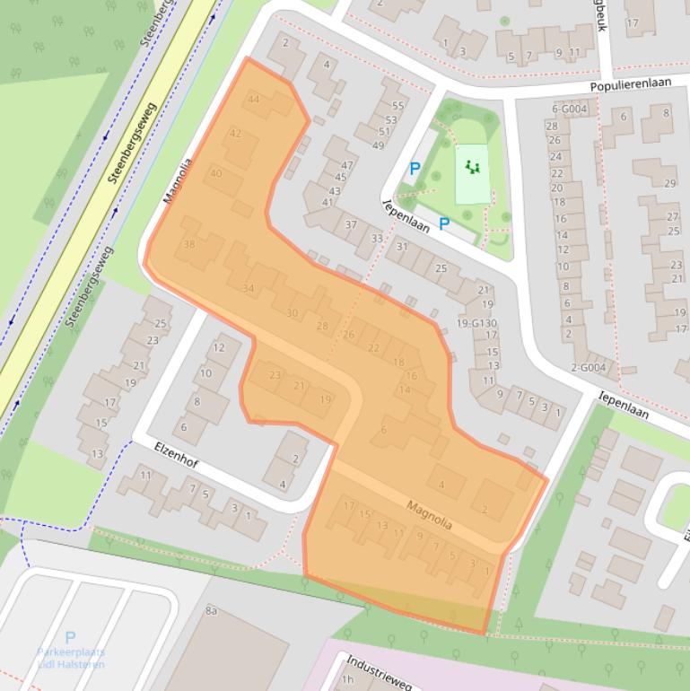 Kaart van postcodegebied 4661WB.