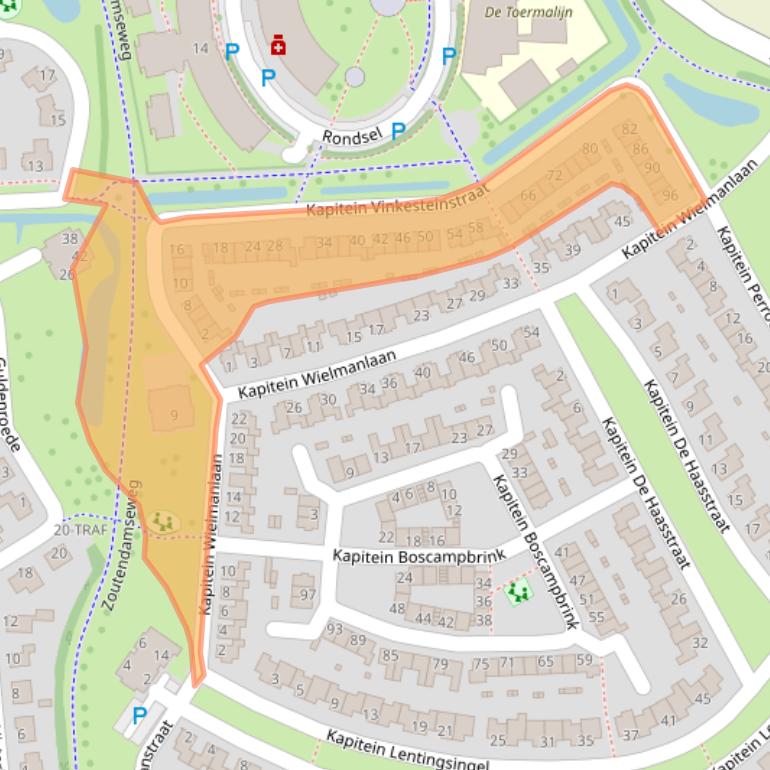 Kaart van postcodegebied 4661ZA.