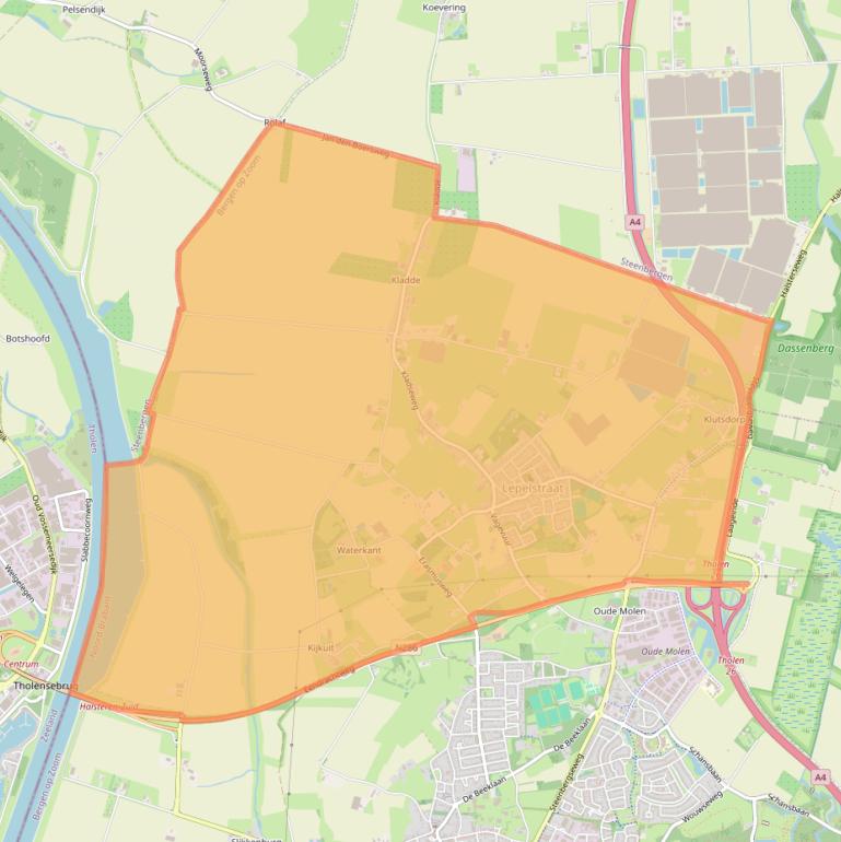 Kaart van postcodegebied 4664.