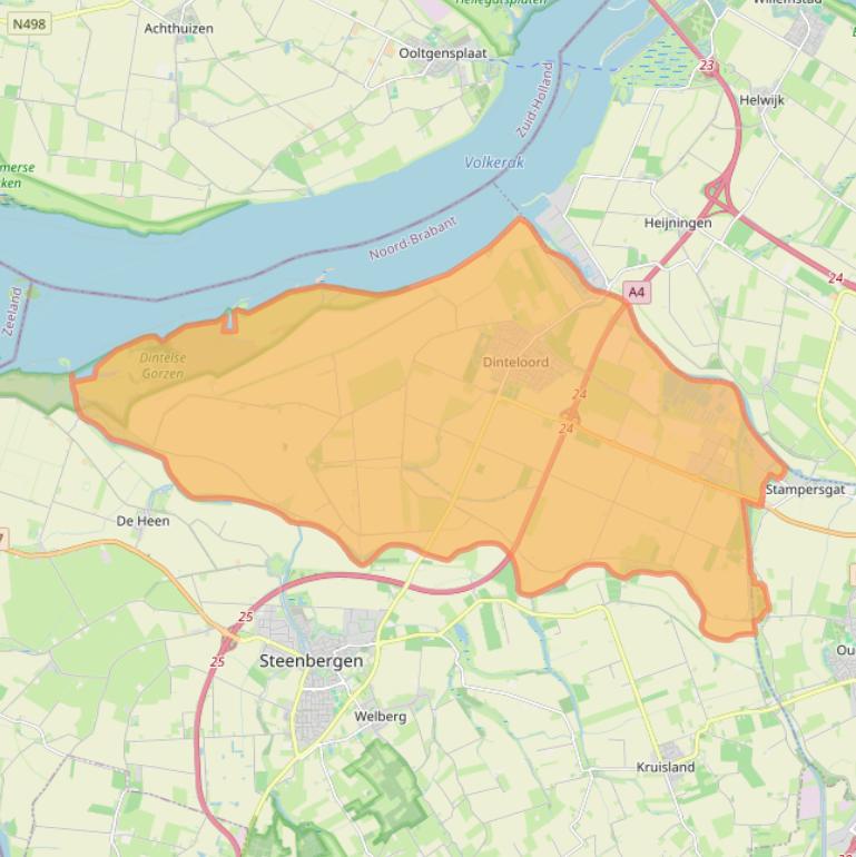 Kaart van postcodegebied 4671.
