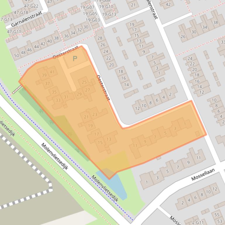 Kaart van postcodegebied 4691KV.