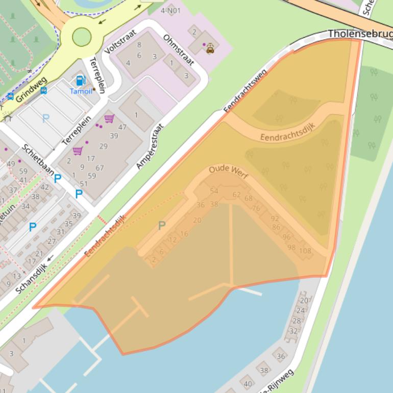 Kaart van postcodegebied 4691TA.