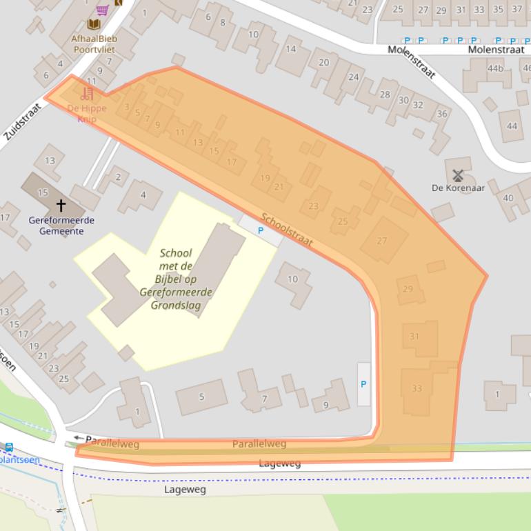 Kaart van postcodegebied 4693BE.