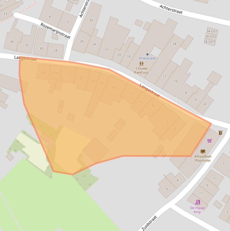 Kaart van postcodegebied 4693BS.