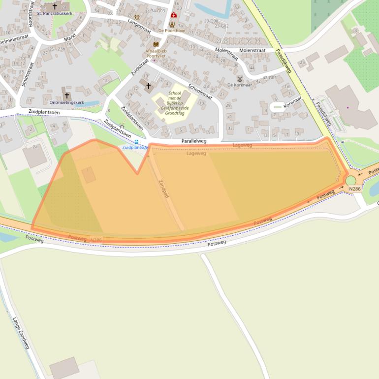 Kaart van postcodegebied 4693BZ.