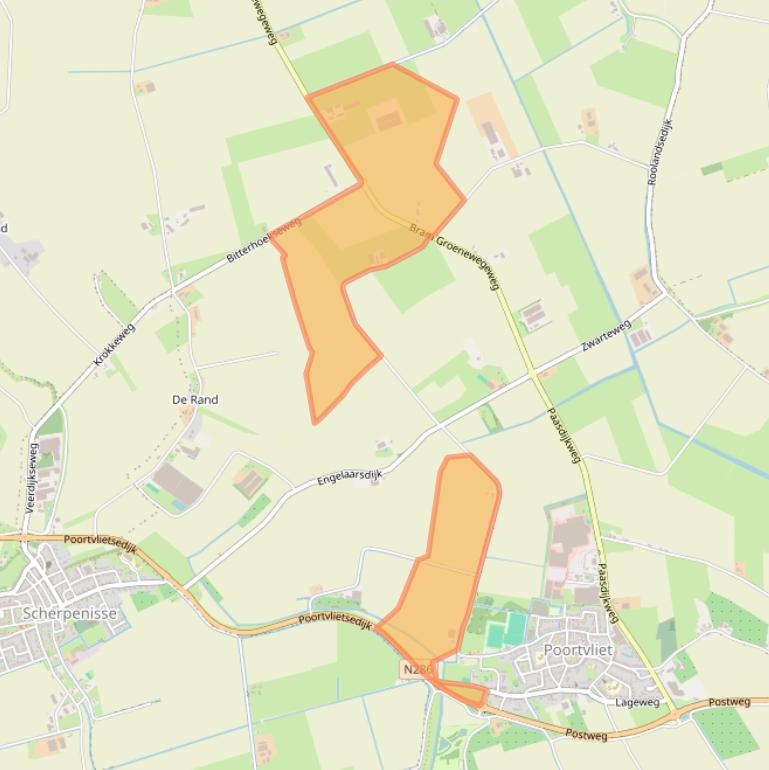 Kaart van postcodegebied 4693PP.