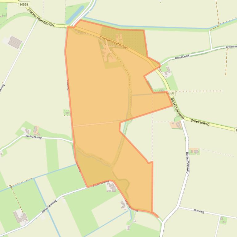 Kaart van postcodegebied 4693PZ.