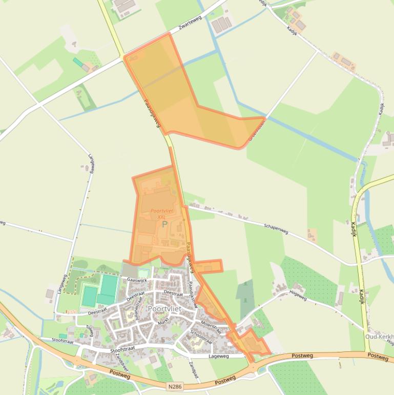 Kaart van postcodegebied 4693RE.