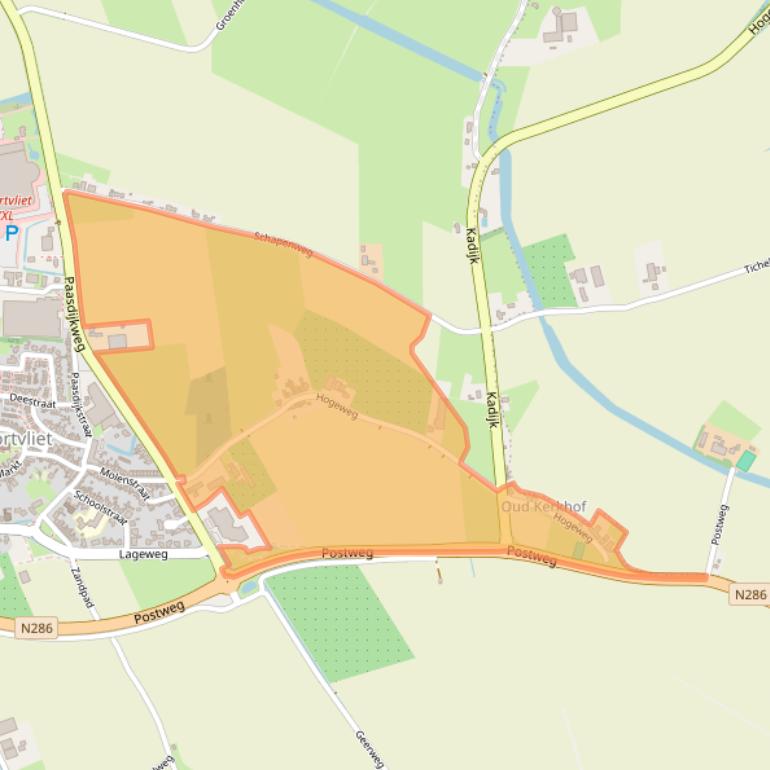 Kaart van postcodegebied 4693RJ.