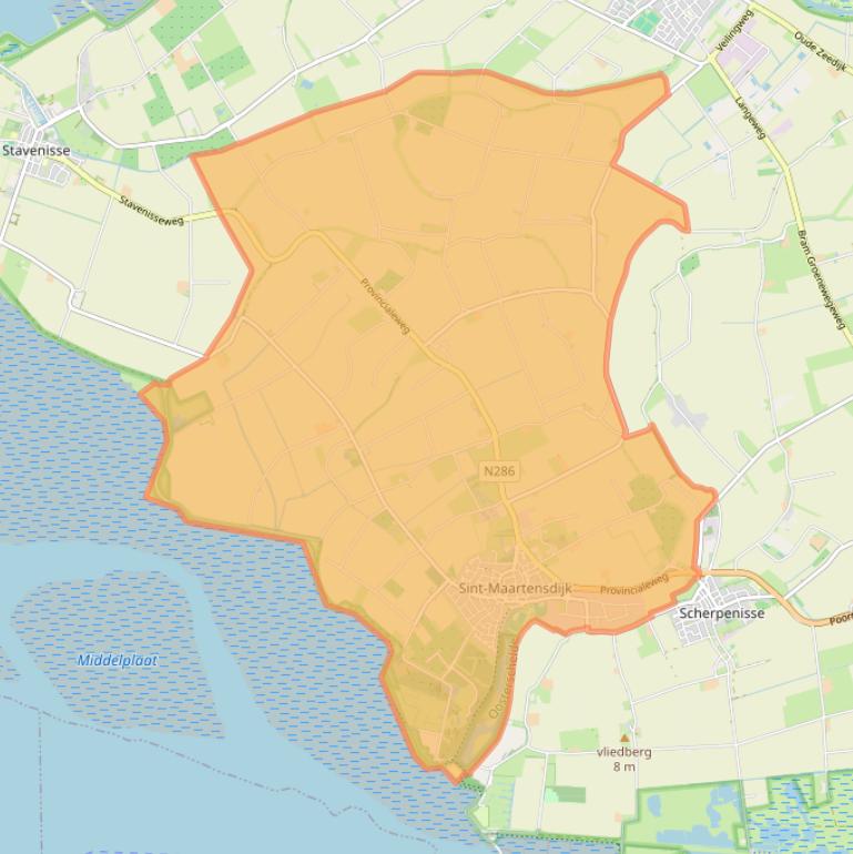 Kaart van postcodegebied 4695.