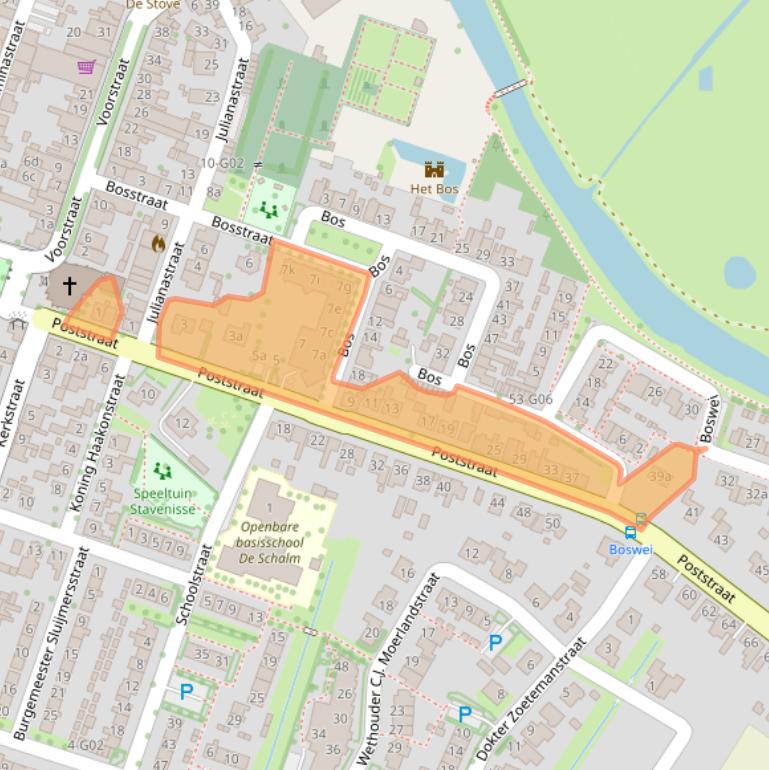 Kaart van postcodegebied 4696BA.